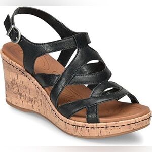 BOC Born Cork Wedge Sandals Black size 10